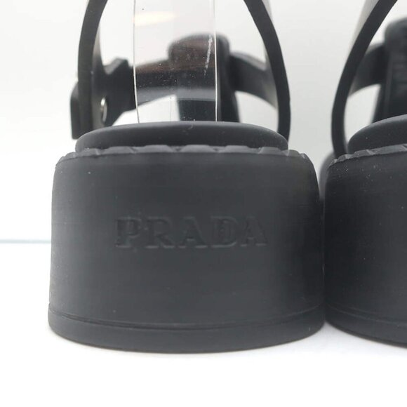 Prada Soft Cage Rubber Fisherman Sandals Black Size 35 - Picture 15 of 16